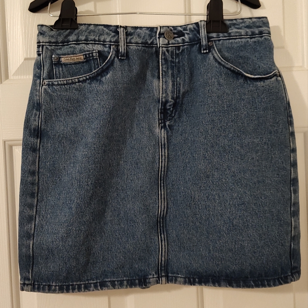 Calvin Klein Jeans Mini Denim Jean Skirt, Size Medium Wash Blue, 100% Cotton